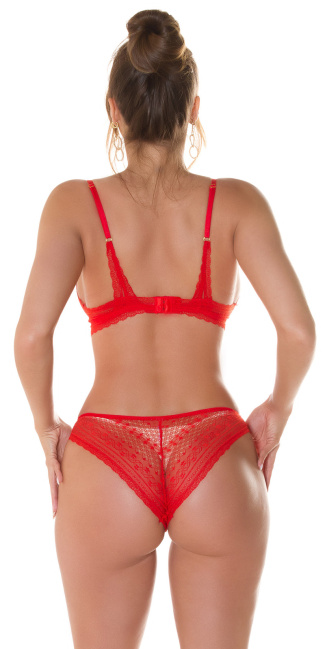lingerie 2piece-set / kant bra + panties rood